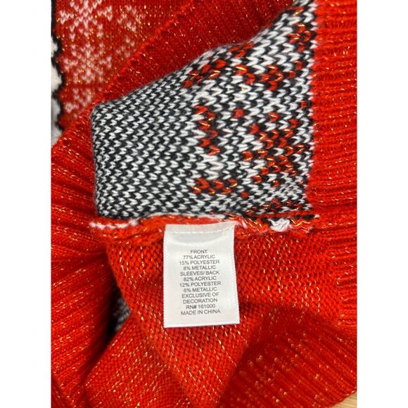 Christmas Sweater Womens XL Crew Neck Santa Metalic Holiday - Picture 4 of 5